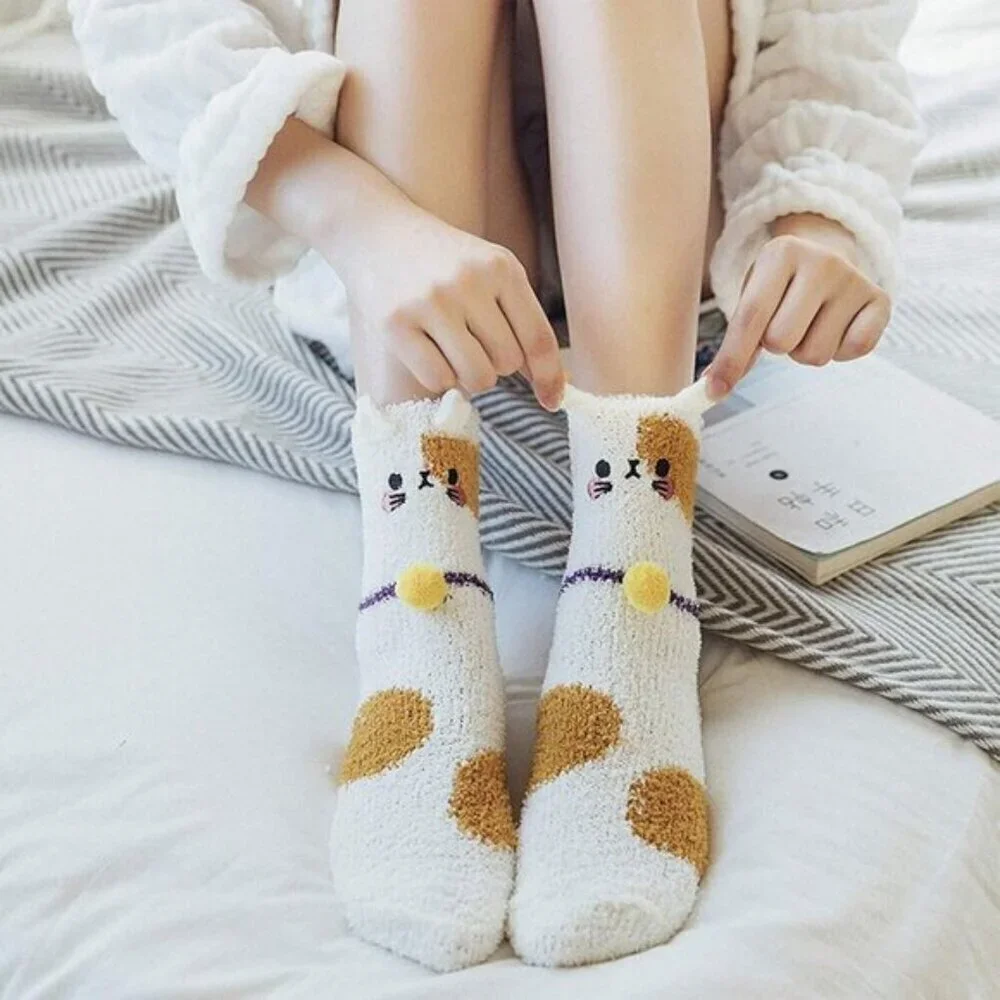 Loritta Women’s Fuzzy Socks 3-Pair Soft Cozy Warm Cute Animal Sleep Socks